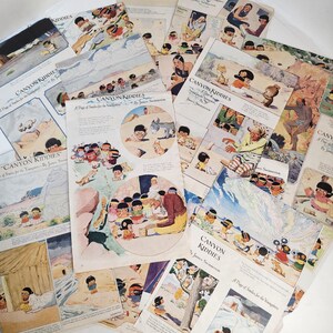 4 Canyon Kiddies cartoon pages from 1930s Good Housekeeping magazine full color comics illustrations vintage paper art supplies ephemera lot
