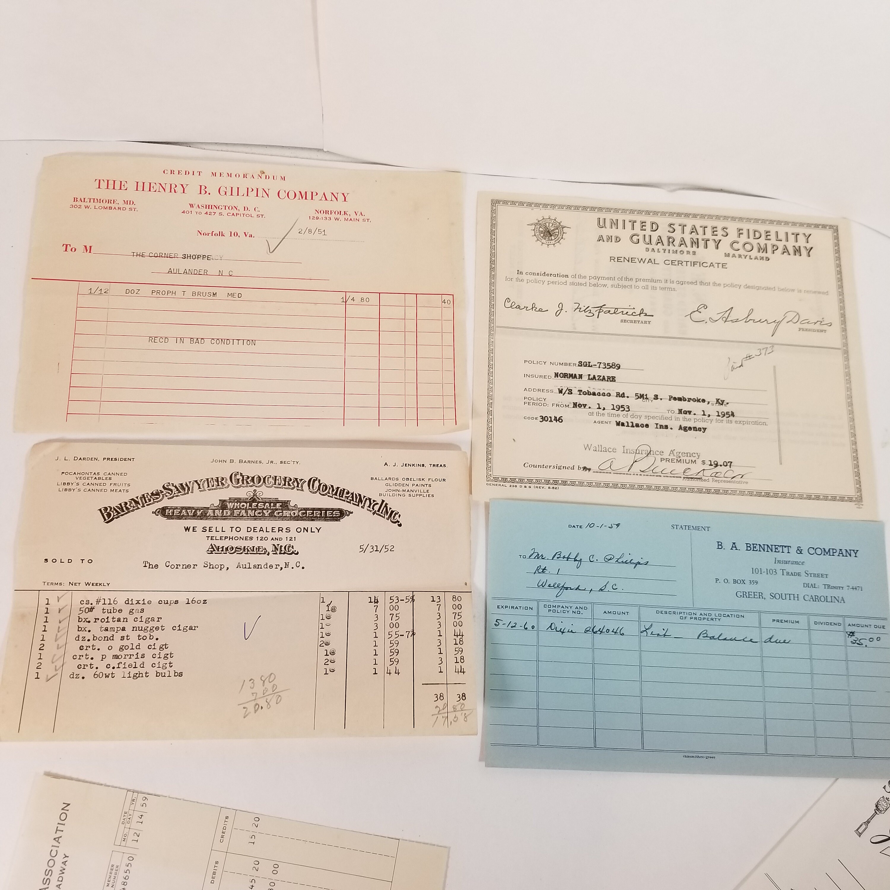 10 handwritten typed receipts dates numbers 1950s vintage etsy