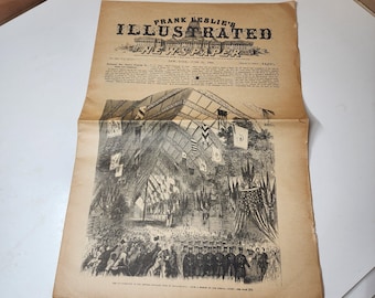 Frank Leslie's Illustrated Newspaper New York June 24th 1864 1960s reissue 15 page antique newspaper reprint paper art supplies ephemera
