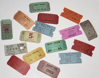 16 different vintage tickets theater & Crystal Beach paper ephemera lot journal supplies