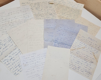 12 handwritten letter pages 1940s - 1960s correspondence Vintage paper art supplies ephemera lot B1