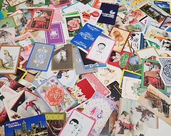 175 different swap cards 1940s - 1960s illustrated Swap playing card collection vintage paper art supplies ephemera lot P