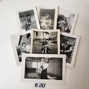 7 family photos men women children with children snapshots black and white sepia tone photograph vintage paper art supplies ephemera lot h30