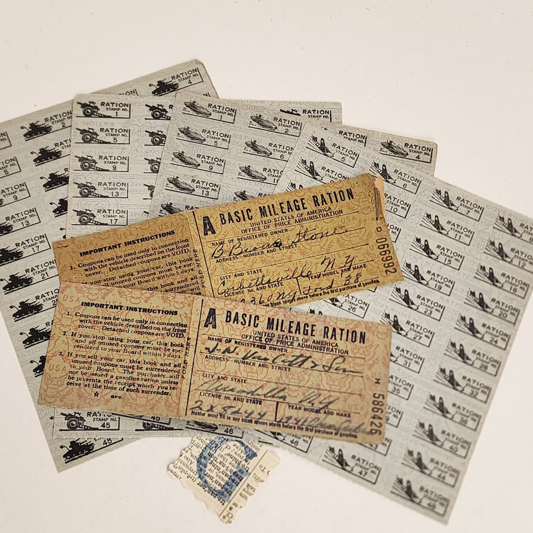 Post Wwii Ration Stickers Basic Mileage Ration Value _ World War II ration coupon collection ...