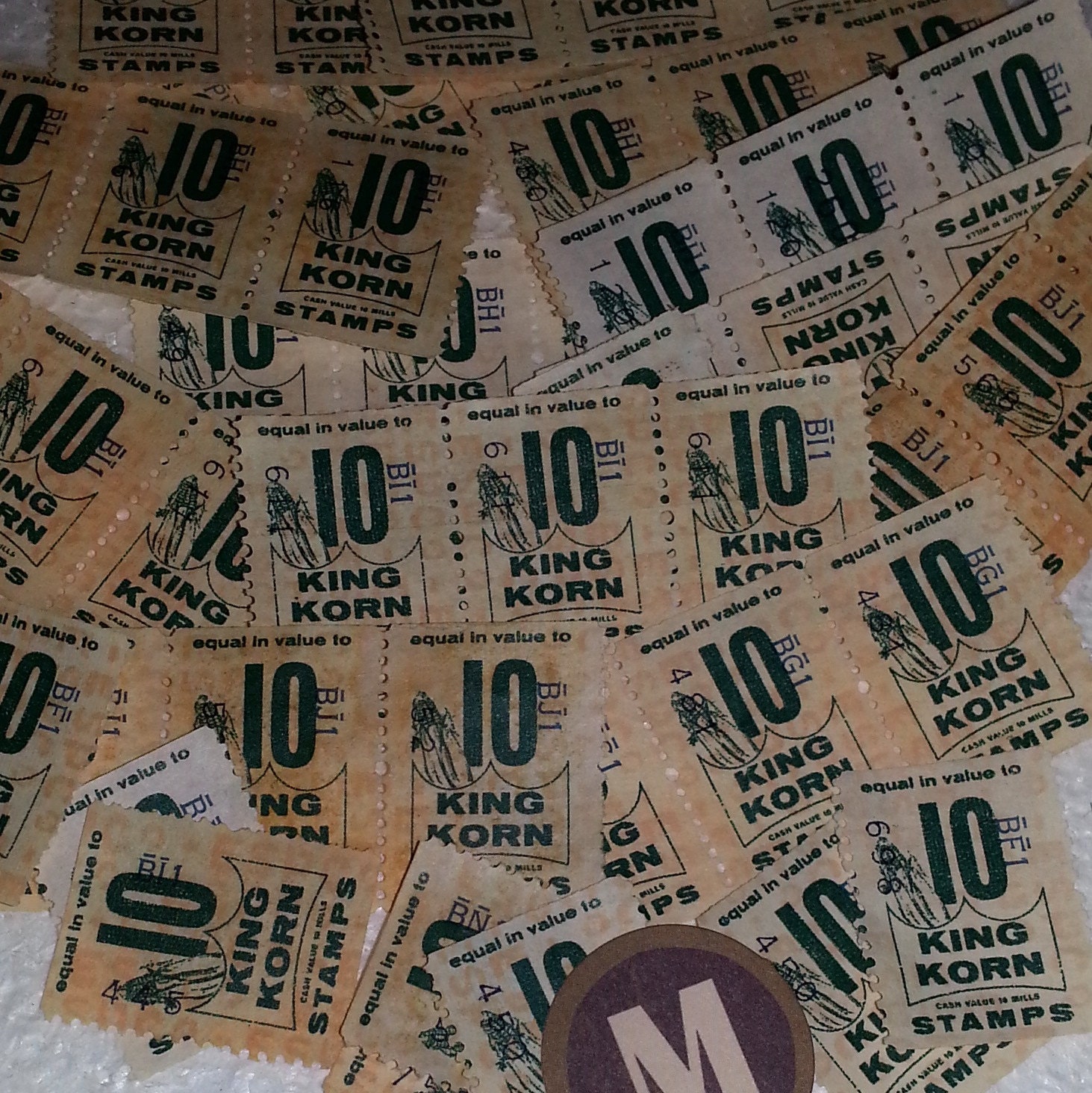 45 large KING KORN white green savings trading stamps sheet Etsy
