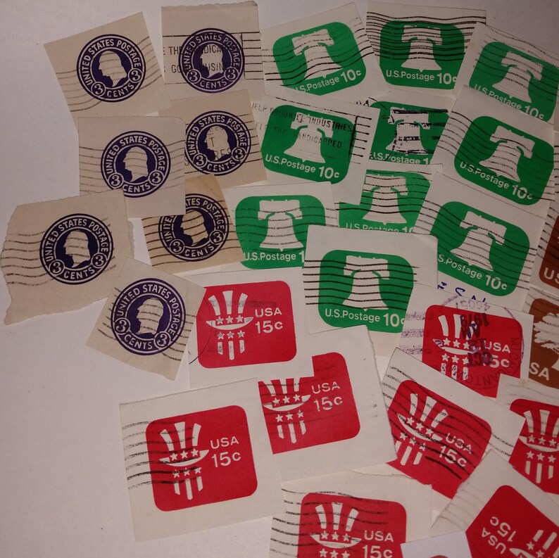 46 Embossed Postage Stamps Imprinted Paper Red Green Brown Etsy