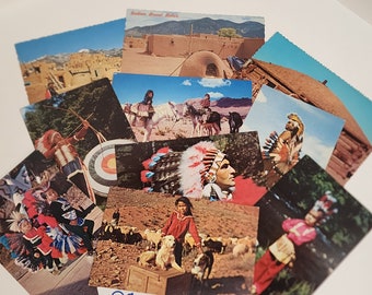 10 vintage postcards Native American Indian scenes portraits 1970s color post cards vintage paper art supplies ephemera lot junk journal W