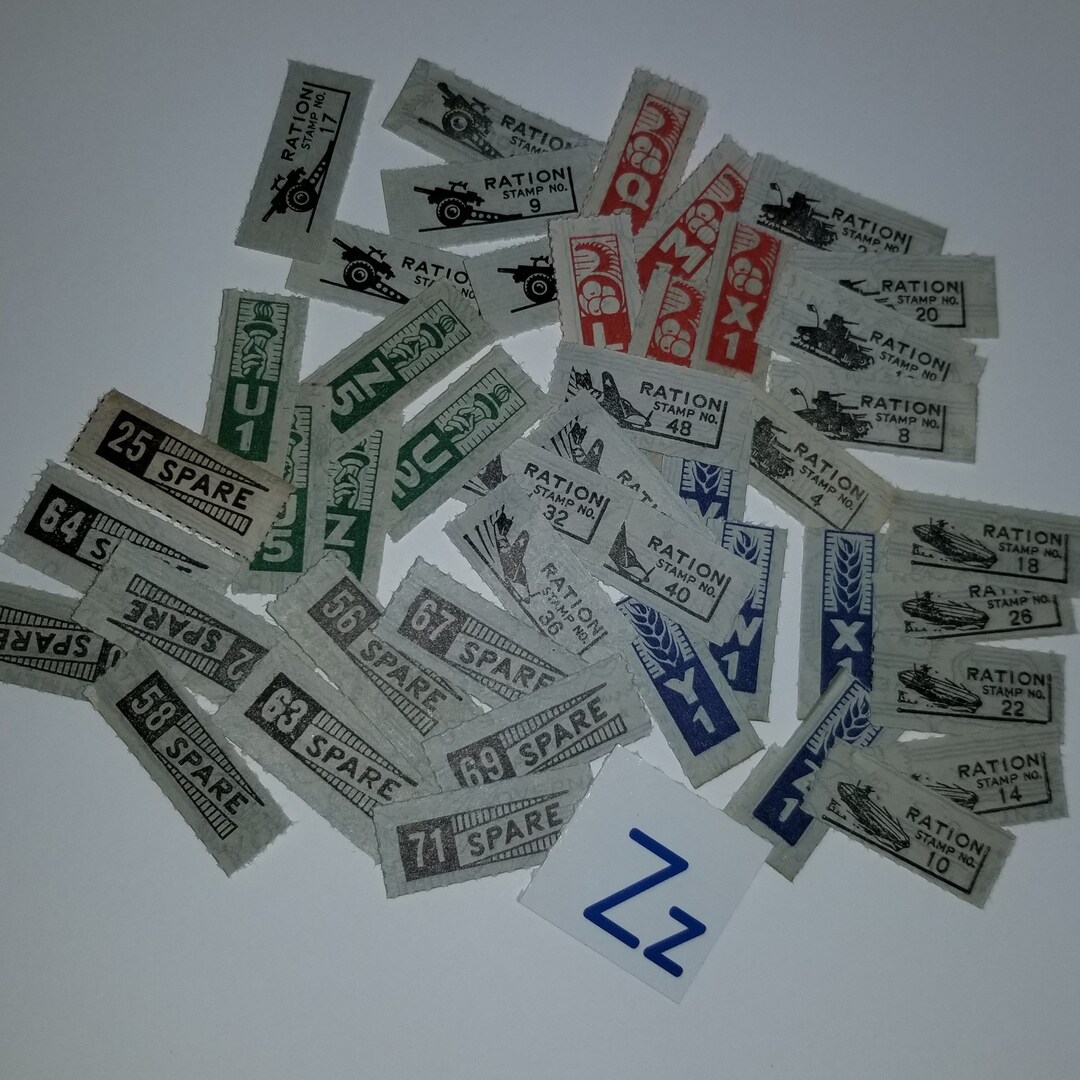 Red Stamps Ration 45 WWII Era Ration Stamps Sample Pack Coupons 5 Each 8 Different Kinds ...