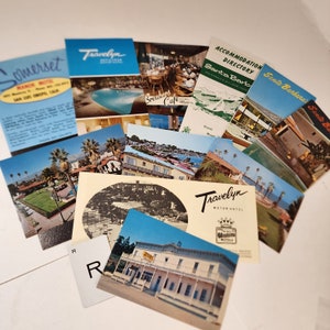 11 Travel postcards Brochures California motels hotels 1960s - 70s souvenir postcards vintage paper art supplies ephemera lot junk journal R