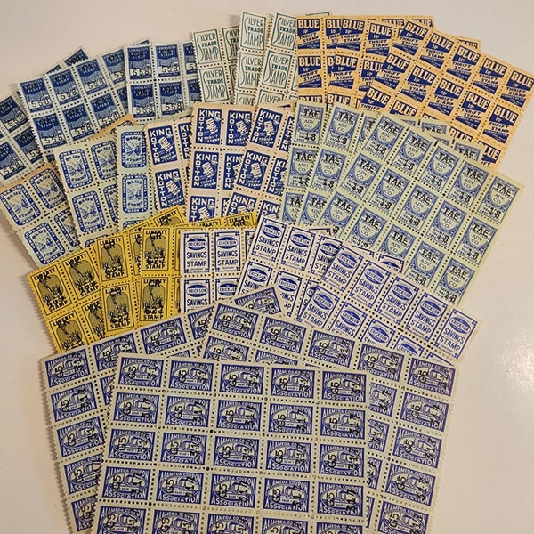 Choice! 75 Blue savings stamps 3 sheets of 25 Erickson Community Alameda Blue Thrift King Kotton Liberty Hometown Silver Royal Premium