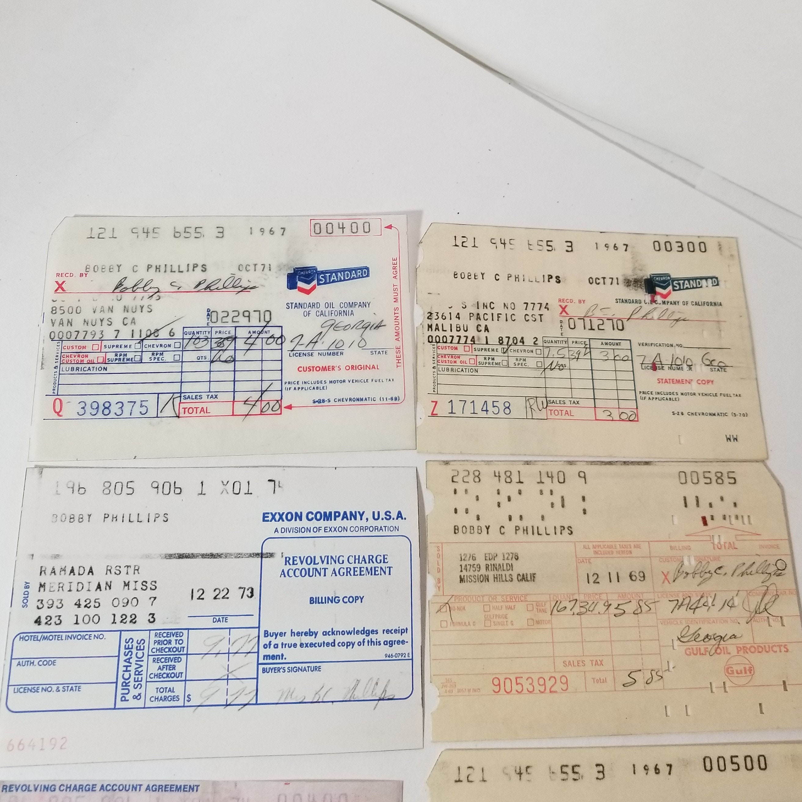 6 different charge receipts 1970's gas service station Etsy