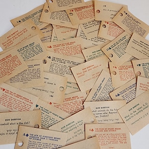 25 Vintage Quiz tickets from old Carnival Machine 1940s or 50s game cards vintage paper art supplies ephemera lot collage junk journal