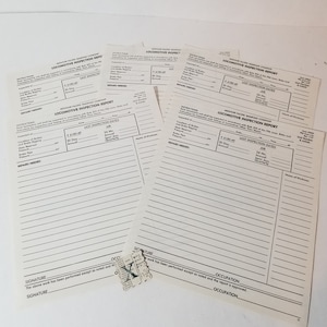 5 railroad locomotive inspection forms blank unused train orders Missouri Pacific vintage paper art supplies ephemera lot junk journal x