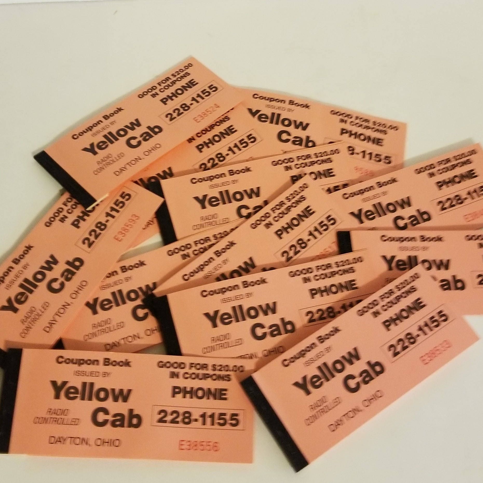 6 Yellow Cab Taxi coupon book covers Vintage paper art supplies ephemera lot collage junk journal mixed media