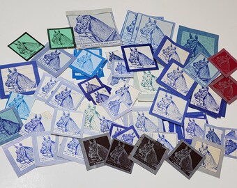Random pick! 20 Blue Horse coupons horse head logo clippings illustrations vintage paper art supplies ephemera lot junk journal supplies