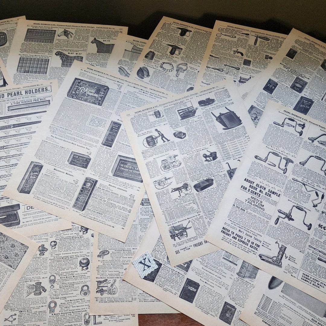 15 Old Sears Catalog Book Pages 1902 Ads Sepia Tone Reproduction