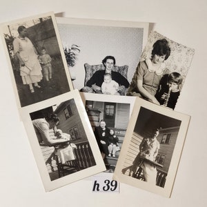 6 family photos 1930-50s women black and white snapshots sepia photograph vintage paper art supplies ephemera lot junk journal supplies h39