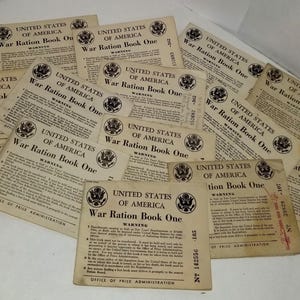 2 WWII era ration book One covers without stamps Vintage military ephemera paper art supplies 1940&#39;s