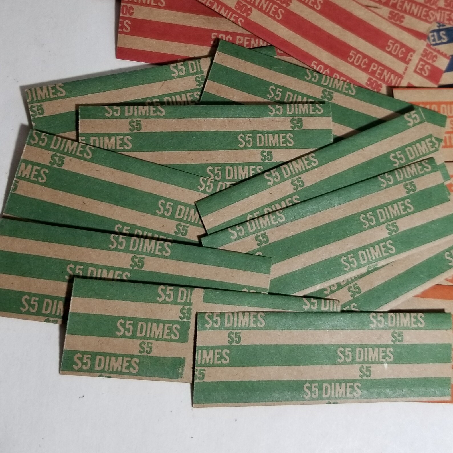 40-paper-coin-rolls-quarter-wrappers-red-green-blue-orange-etsy