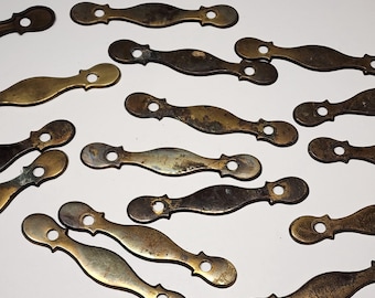 7 vintage drawer pull back plates decorative salvage metal parts pieces upcycle mixed media steampunk supplies Antique metal hardware lot