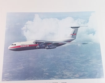 Lockheed Georgia 1960's advertising photo Lockheed 200 Starlifter airplane specs color photograph vintage paper art supplies paper ephemera