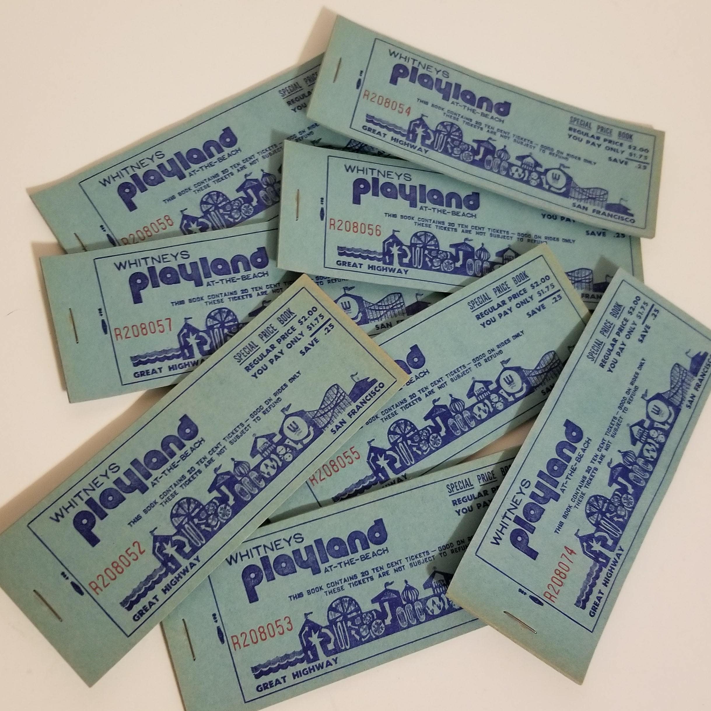 San Francisco Playland at the Beach Unused Ride BLUE Ticket Book
