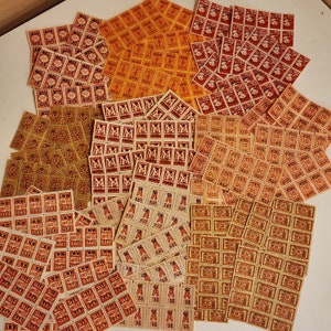 Choice! 80-100 red savings stamps sheets of 10 trading stamps Holden BC National Boy G&G Plaid More Profit CP Action Untited junk journal