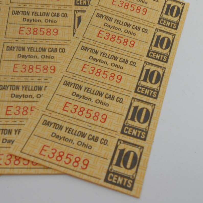 Download 20 Yellow Cab Taxi coupons 4 strips of 5 yellow color vintage | Etsy