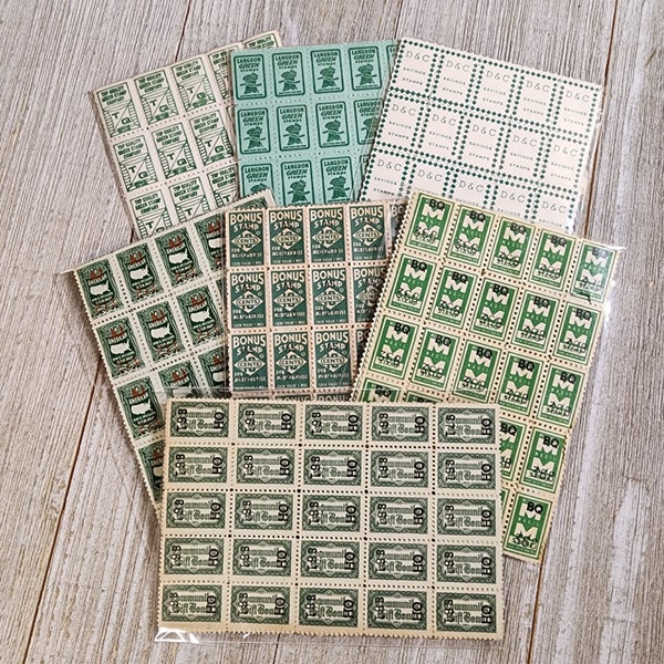 9 CHOICES! 75 green savings stamps Top Quality American Bonus Langdon M M Community Gift D&C green trading stamps