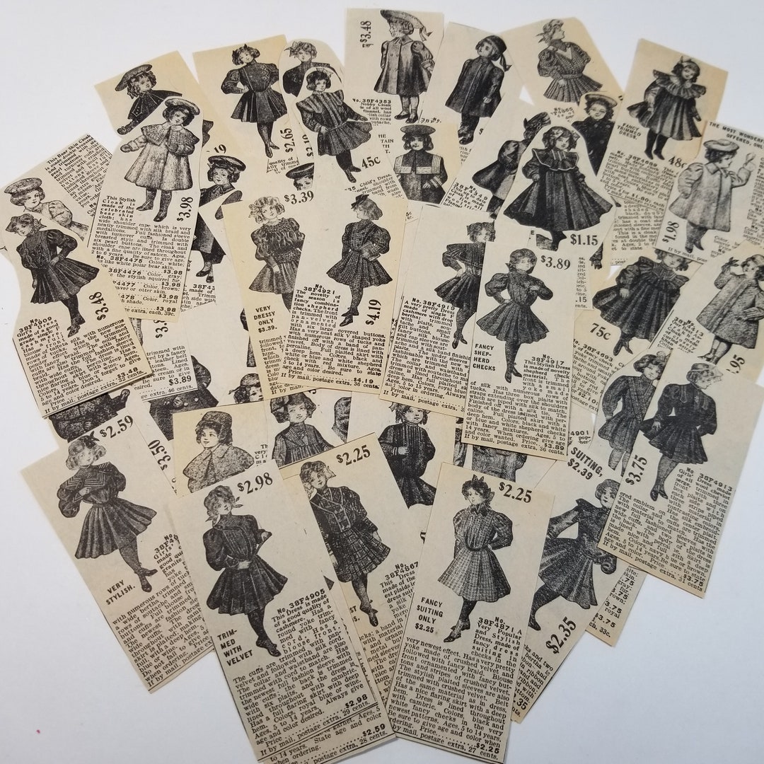 10 Sears Catalog Fashion Clippings Girl's Clothes Dresses 1906