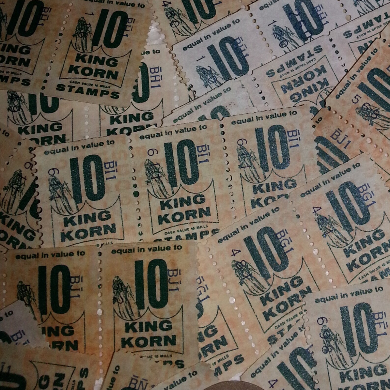 45 large KING KORN white green savings trading stamps sheet Etsy