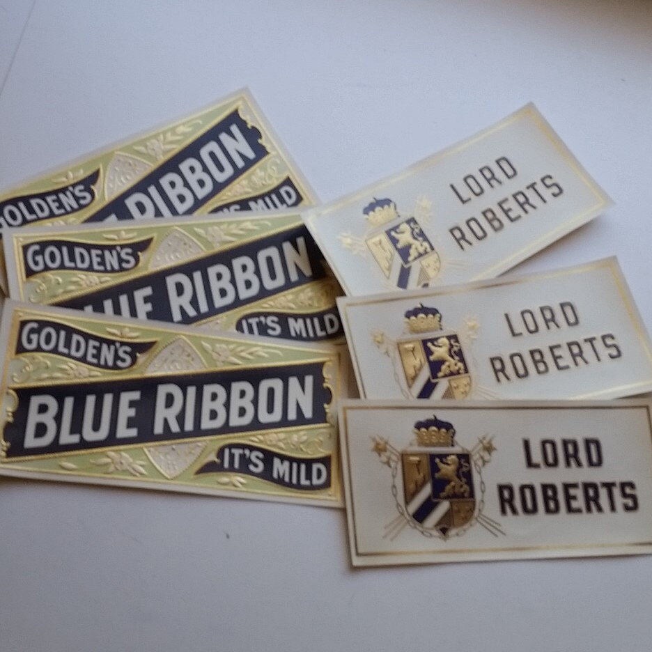 6 Cigar Box Labels Blue Ribbon Lord Roberts Advertising Lot Embossed ...