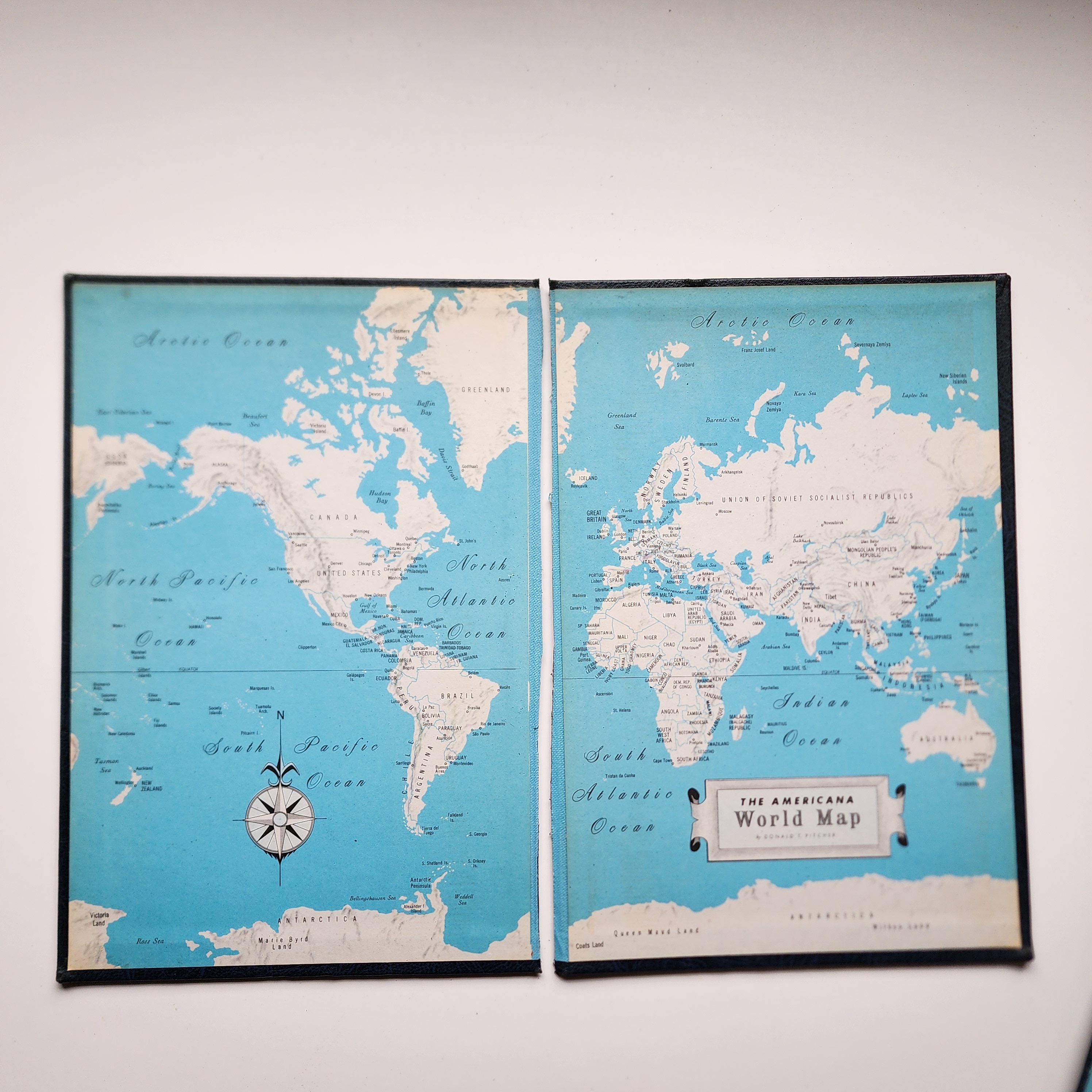 1960's Encyclopedia Americana Book Boards Blue Covers Gold Letters