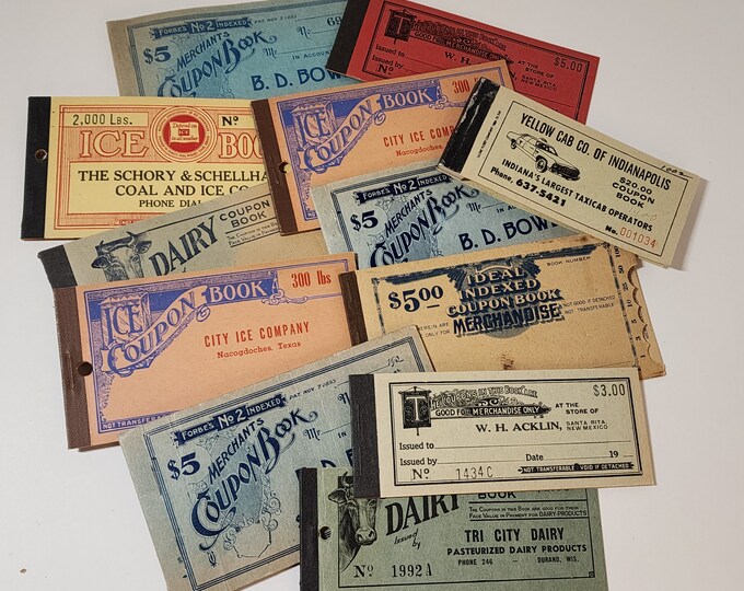 3 Booklet Covers Antique Ice Coupon Book Front and Back Empty Coupon ...