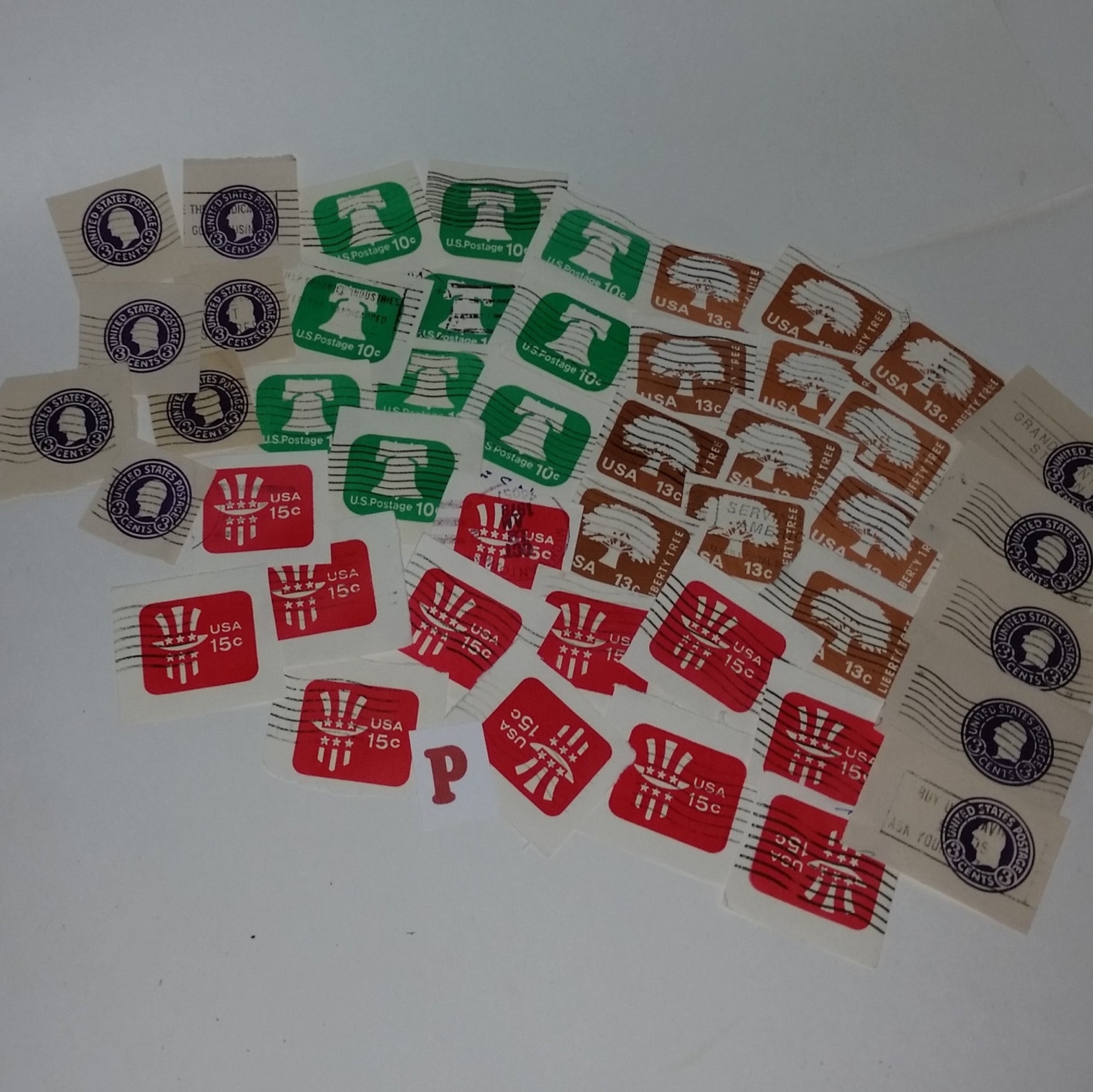 46 Embossed Postage Stamps Imprinted Paper Red Green Brown Etsy