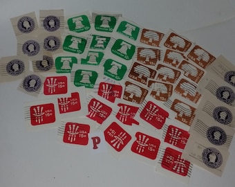 50 green postage stamps 1974 Kentucky Fort Harrod image used cancelled lot Vintage paper art supplies ephemera lot