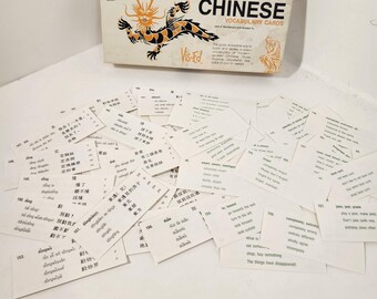 25 Chinese flash cards words language symbols Vis-ed language cards vintage paper art supplies ephemera lot