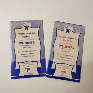 2 unused Walsdorfs savings stamp saver books Dept store profit sharing booklet trading stamp book Vintage paper art supplies ephemera lot