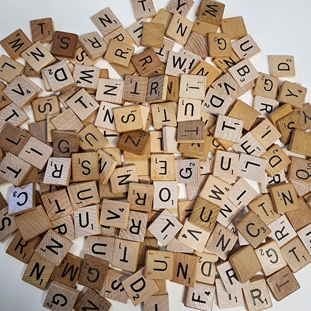 Destash! 100 Random Scrabble Tiles Wooden Letter Game Tokens Vintage ...
