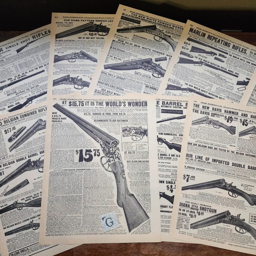 11 Sears Catalog Book Pages Sporting Guns Rifles Remington Winchester