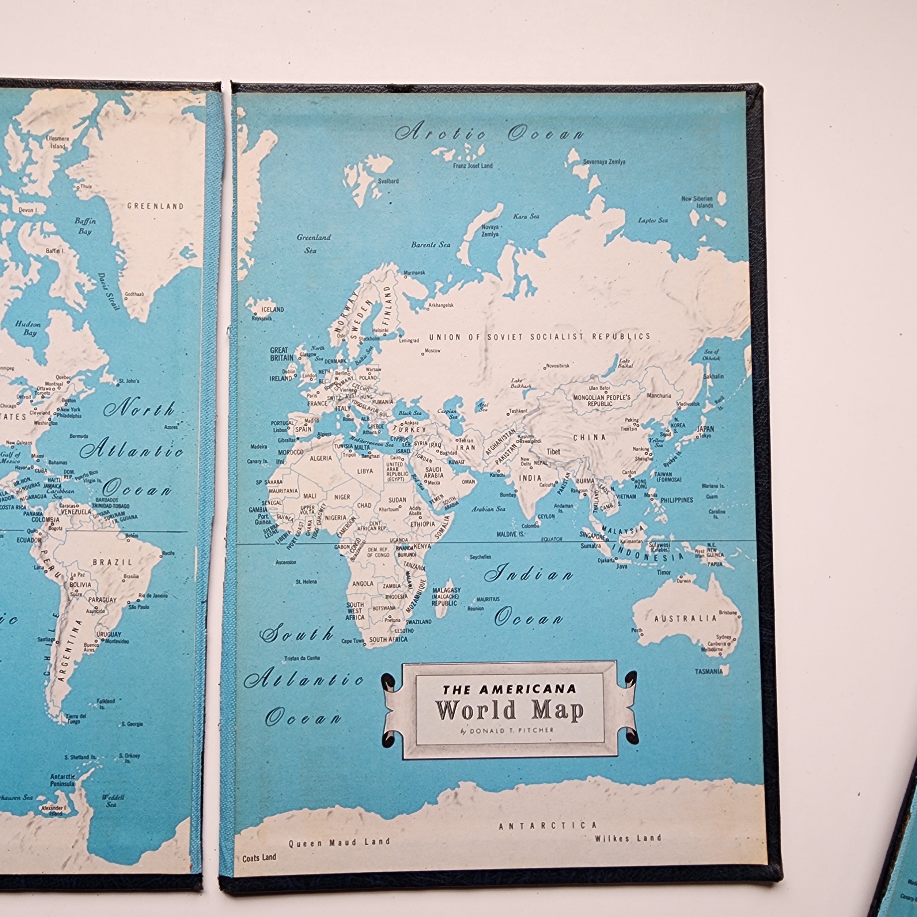 1960's Encyclopedia Americana Book Boards Blue Covers Gold Letters