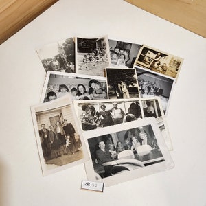 10 family photos men women children family group snapshots black and white sepia tone photograph vintage paper art supplies ephemera lot B32