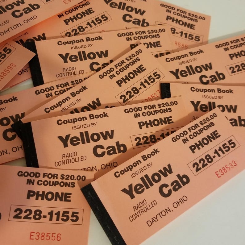 6 Yellow Cab Taxi Coupon Book Covers Vintage Paper Art Etsy