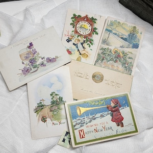 6 antique Victorian postcards 1910 - 1920 handwritten postcards vintage paper art supplies ephemera lot collage junk journal R