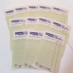 12 Guest checks order page receipts unused sheets vintage style vintage paper art supplies ephemera lot collage junk journal