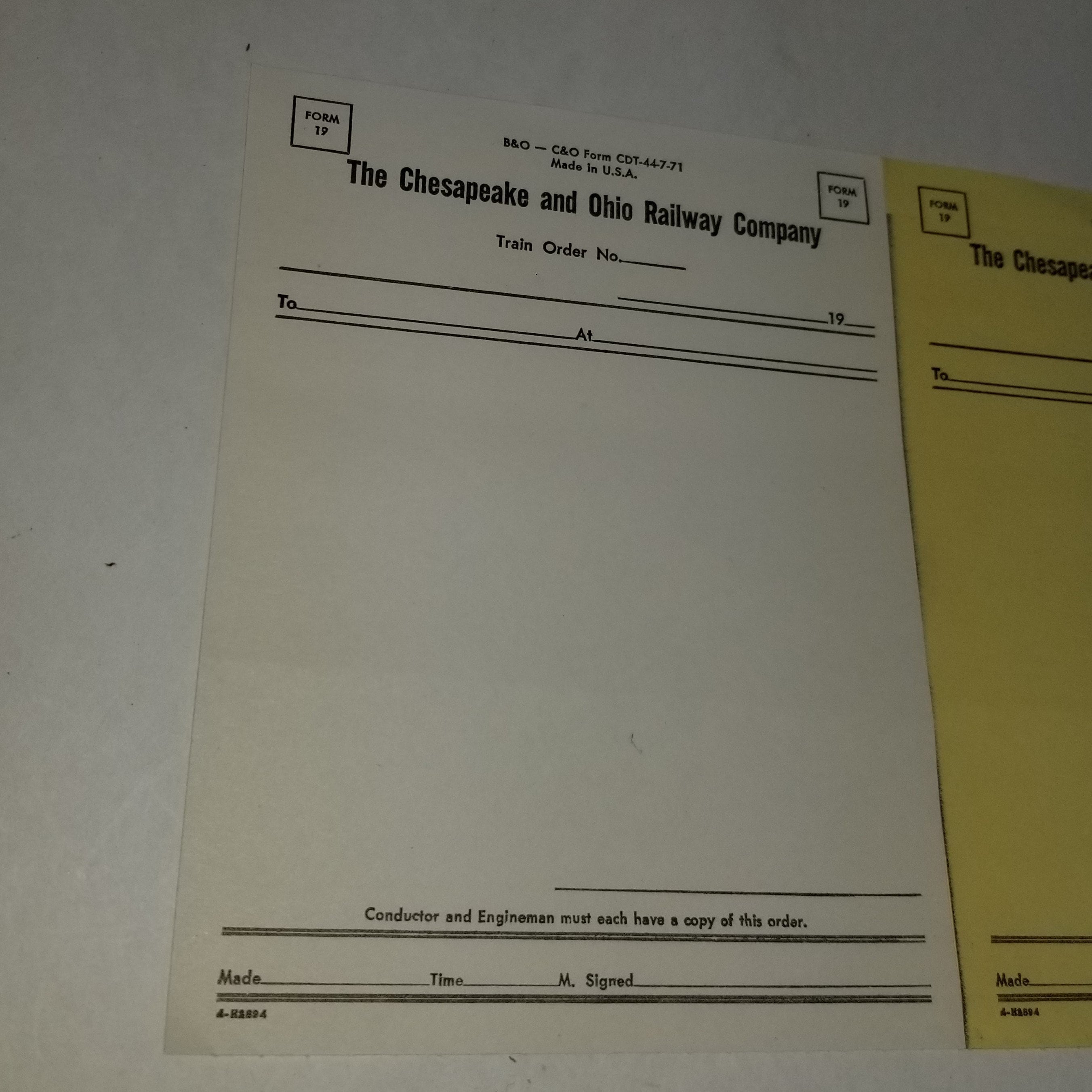 10 Railroad Order Forms Train Receipts Chesapeake and Ohio Etsy