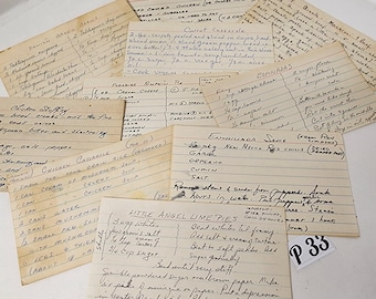 10 vintage recipe cards handwritten recipes estate lot vintage paper art supplies ephemera lot collage junk journal P33