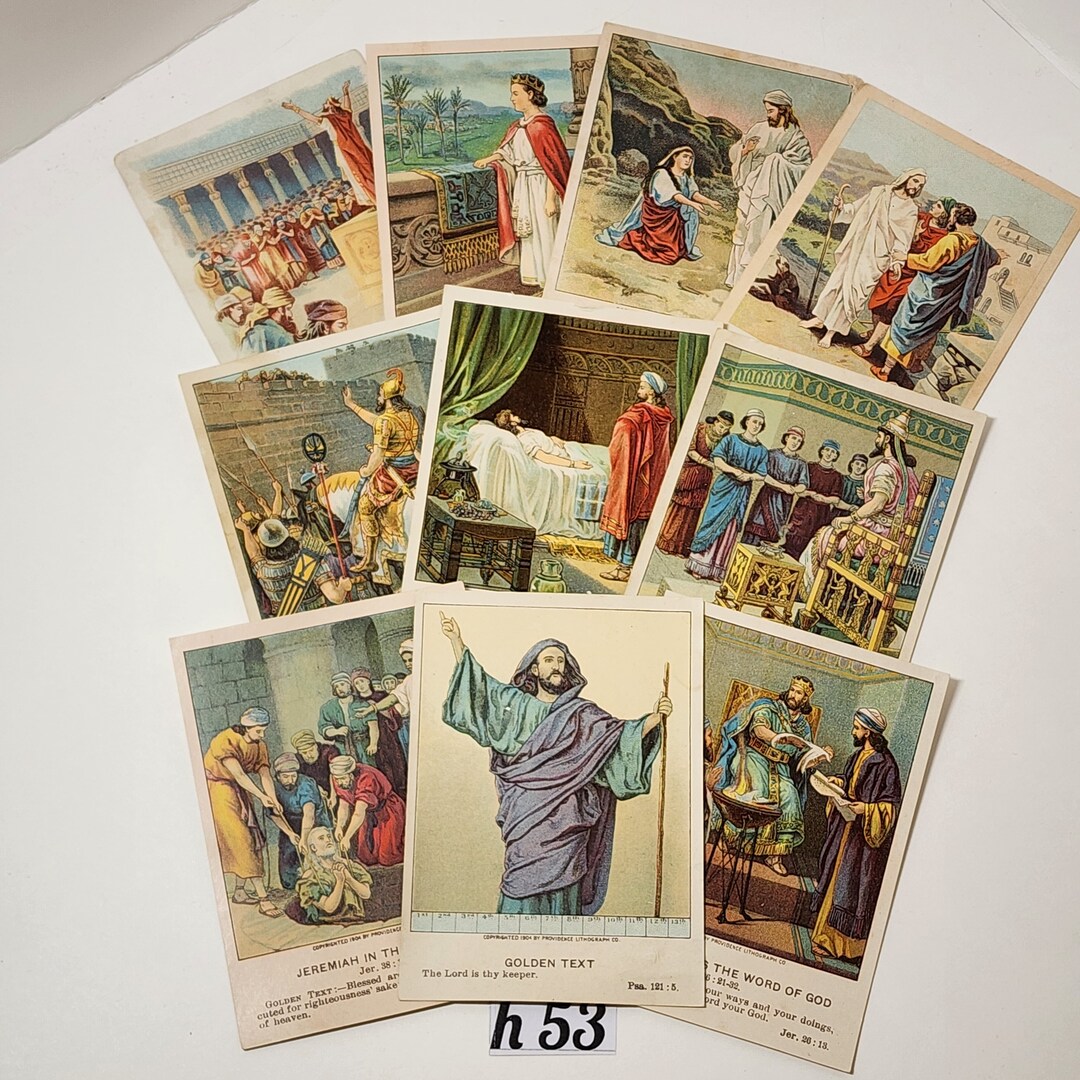 10 Victorian Religious Themed Cards Illustrated Lessons Antique Cards ...