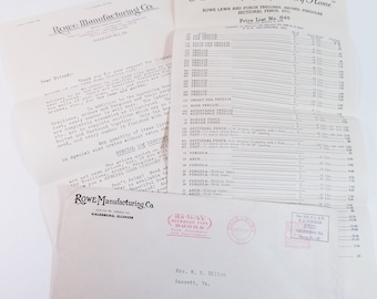 Antique business letter with envelope 2 typewritten pages 1939 Rowe Manufacturing Co vintage paper art supplies advertising ephemera lot G54