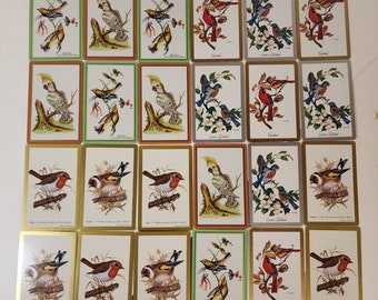 Choice! 6 bird playing cards 4 different sets Cockatoo Warbler Robin Goldfinch Bluebird Cardinal Vintage paper art supplies ephemera lot